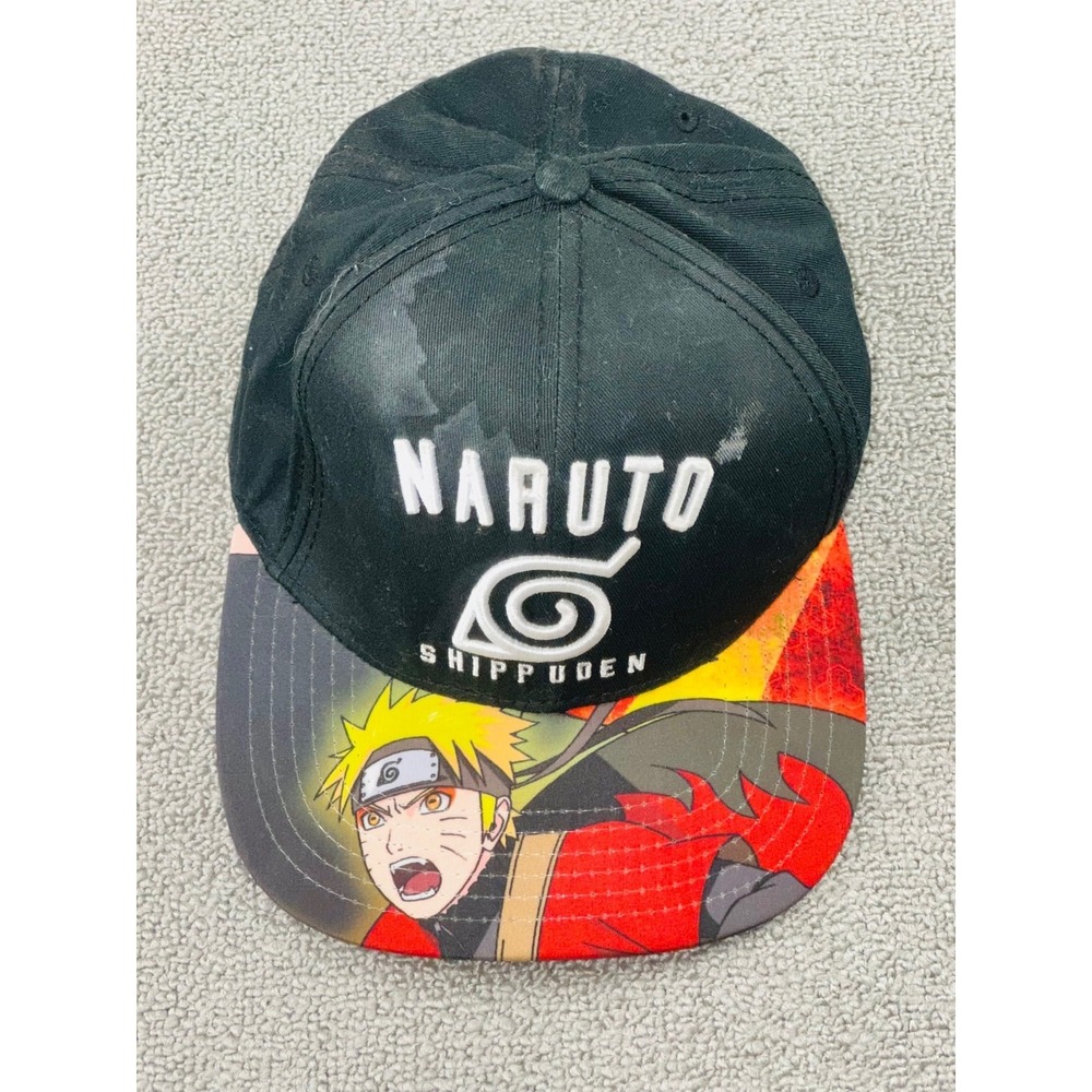 Naruto Shippuden Snapback Hat Men OSFM Black Flat Bill Naruto Shippuden‎ Graphic